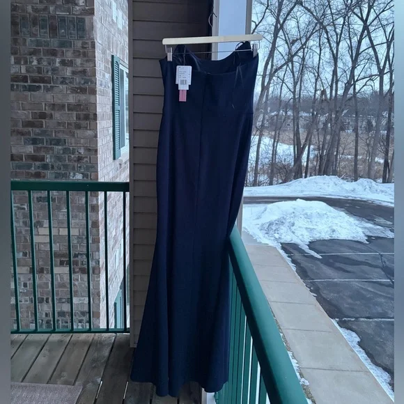 🆕 AQUA Formal Navy Blue Sleeveless Maxi Dress Slit Elegant Evening Gown Size 8 - Picture 4 of 15